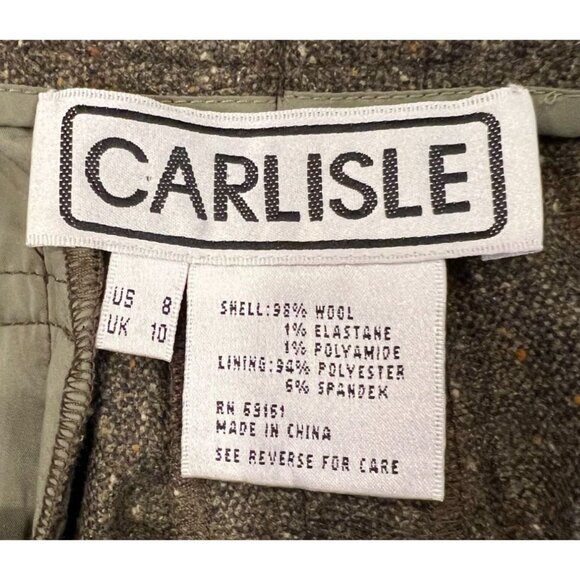 Carlisle Wool Olive Green Pants Lace Detail Straight Leg Size 8 - Picture 8 of 10